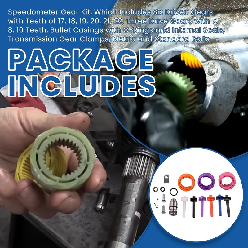 Ciuouient Speedometer Gear Kit (17 18 19 20 21 22 Teeth Speedometer Driven Gear, 7 8 10 Teeth Speedometer Drive Gear and Bullet) Compatible with GM Powerglide Turbo Th350 - Image 3
